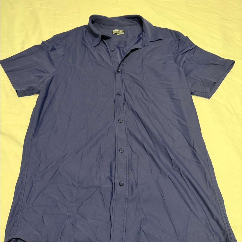 Born primitive XXL navy short sleeve button up tailored fit, performance